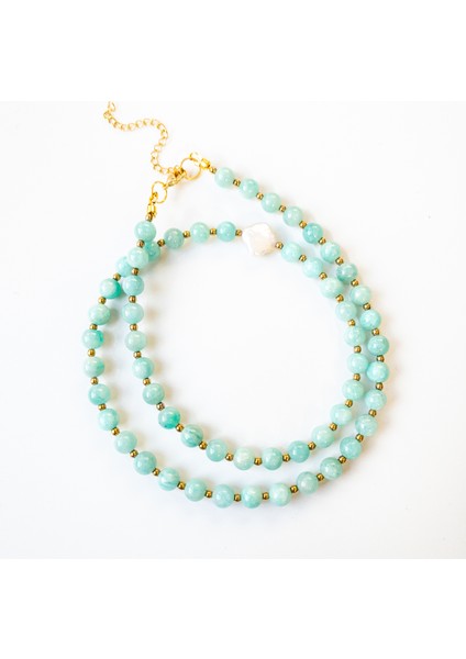 Nareva – Amazonit, Hematit & Inci Kolye