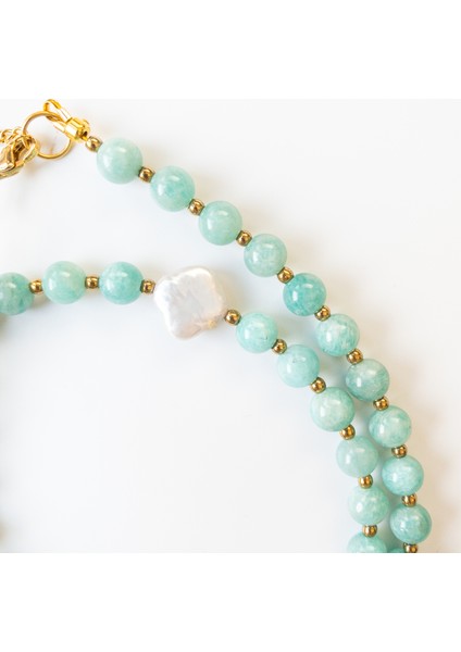 Nareva – Amazonit, Hematit & Inci Kolye modelleri