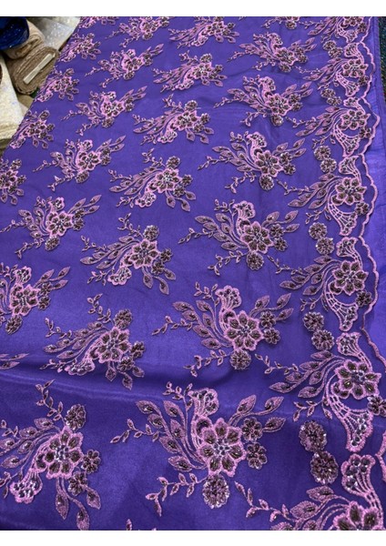 Taşlı Boncuklu Güpür Dantel Kumaş