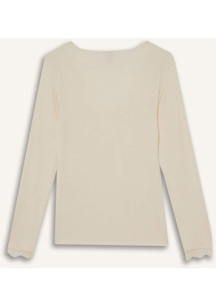 Modal Kaşmir Yumuşak Dokulu Dantelli Uzun Kollu Üst-Fall in Love