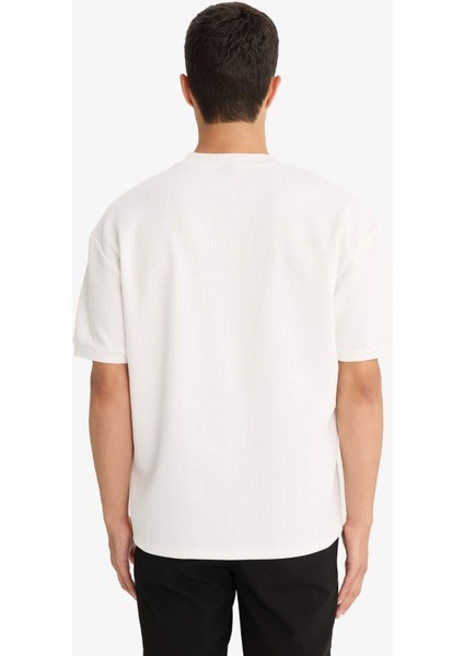 Oversize Geniş Kalıp Bisiklet Yaka Kısa Kollu Tişört