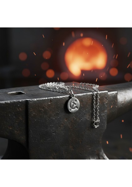 Minimal Orak Çekiç Gümüş Kaplama Kolye Ucu