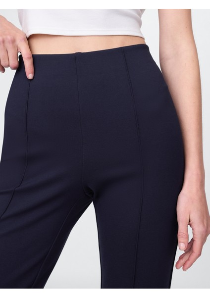 Kadın Lacivert High Rise Double Knit Crop Kick Pantolon fiyatları