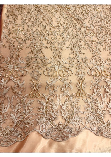 Taşlı Boncuklu Güpür Dantel Kumaş