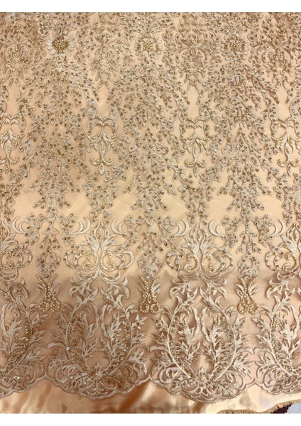 Taşlı Boncuklu Güpür Dantel Kumaş