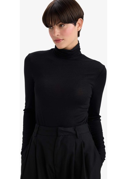 Modal Kaşmir Yumuşak Dokulu Balıkçı Yaka Uzun Kollu Üst-Fall in Love