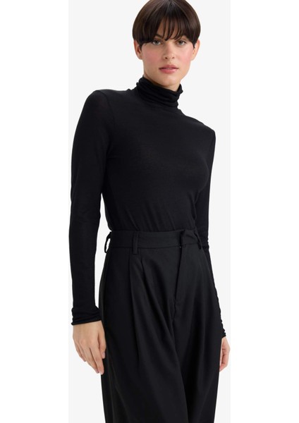 Modal Kaşmir Yumuşak Dokulu Balıkçı Yaka Uzun Kollu Üst-Fall in Love