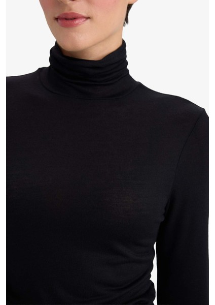 Modal Kaşmir Yumuşak Dokulu Balıkçı Yaka Uzun Kollu Üst-Fall in Love