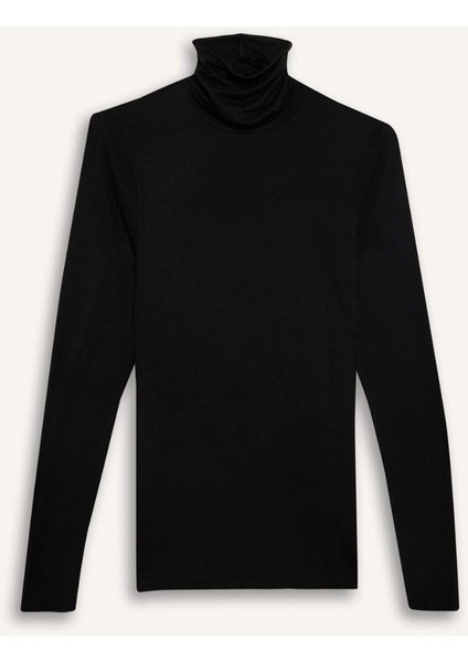 Modal Kaşmir Yumuşak Dokulu Balıkçı Yaka Uzun Kollu Üst-Fall in Love