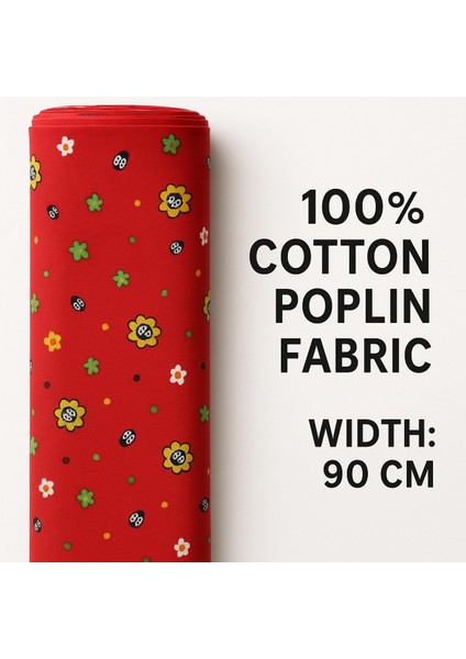 %100 Pamuk Poplin Kumaş 90 cm Eninde Dikiş ve Hobi Kumaşı