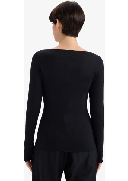 Modal Kaşmir Yumuşak Dokulu Kayık Yaka Uzun Kollu Üst-Fall in Love