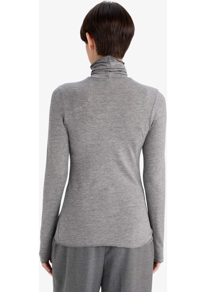 Modal Kaşmir Yumuşak Dokulu Balıkçı Yaka Uzun Kollu Üst-Fall in Love