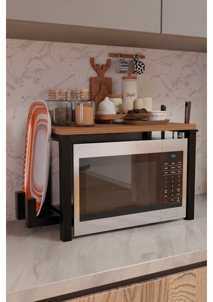 Çok Amaçlı Mikrodalga Fırın Üstü Raf,tepsi ve Kesme Tahtası Bölmeli,bıçak,maşa Askılı,metal Gövdeli Mutfak Rafı fiyatları