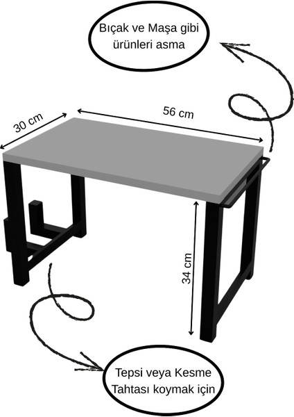 Çok Amaçlı Mikrodalga Fırın Üstü Raf,tepsi ve Kesme Tahtası Bölmeli,bıçak,maşa Askılı,metal Gövdeli Mutfak Rafı fırsatları