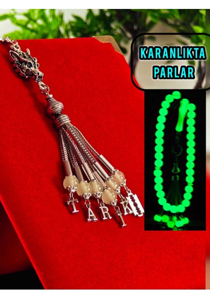 Kedi Gözü Tesbih Kişiye Özel Isimli Gece Parlayan Model Hediyelik Tesbih Küre Kesim