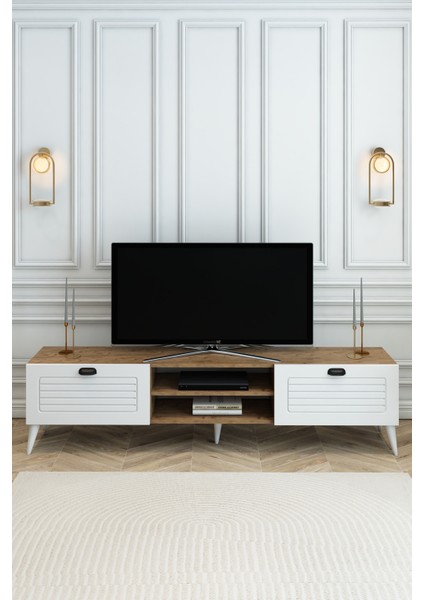 Country Model 150 cm TV Ünitesi – MDF Membran Kapak Modern TV Sehpası |Çam Renk Televizyon Konsolu