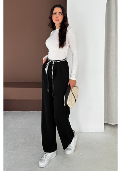Kadın Fular Kemerli Bol Paça Pantolon – Statement Flow