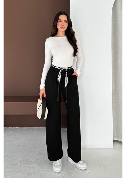 Kadın Fular Kemerli Bol Paça Pantolon – Statement Flow fırsatları