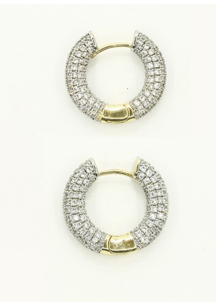 Mikro Zirkon Kaplamalı Kalın Halka Küpe