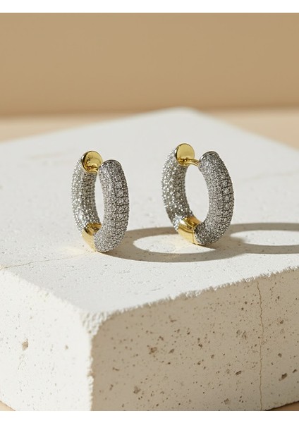 Mikro Zirkon Kaplamalı Kalın Halka Küpe modelleri