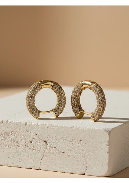 Mikro Zirkon Kaplamalı Kalın Halka Küpe fırsatları