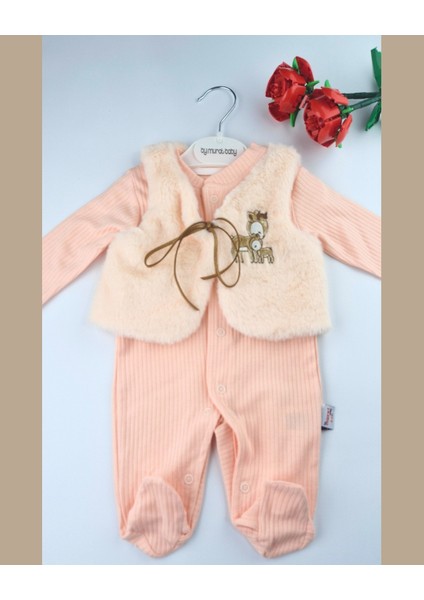 Asliva Bebek Somon Fitilli Tulum ve Geyik Nakışlı Peluş Yelek Takım 2'li Set fiyatları