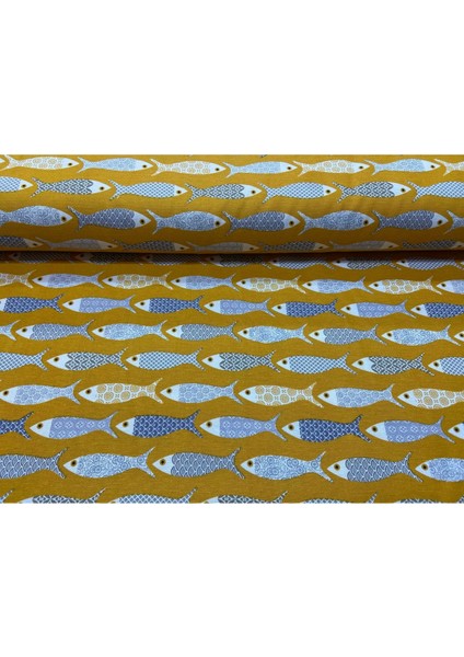 Desenli Duck Keten Kumaş (50 x 180 Cm)