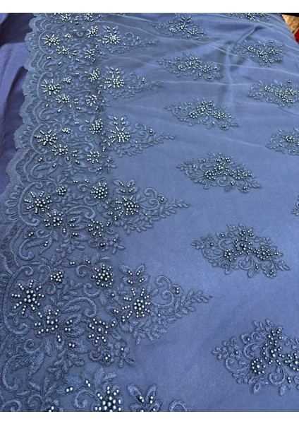 Taşlı Boncuklu Güpür Dantel Kumaş