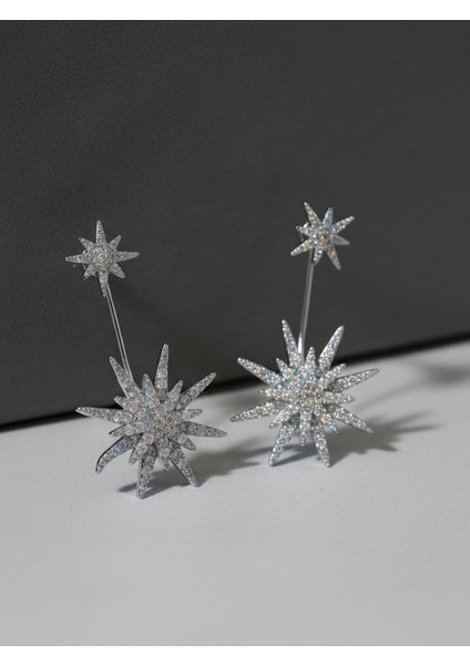 Göz Alıcı Sarkıntılı Yıldız Patlaması Gümüş Tonu Zirkon Küpe fiyatları