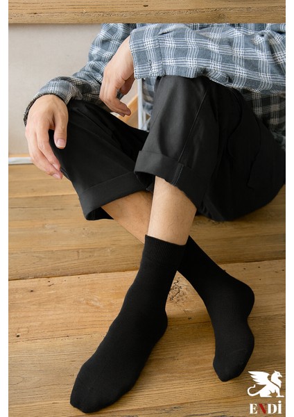 12 Çift Siyah Erkek Soket Çorap, Mevsimlik Pamuklu Terletmez Çorap