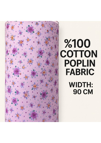 %100 Pamuk Poplin Kumaş 90 cm Eninde Dikiş ve Hobi Kumaşı