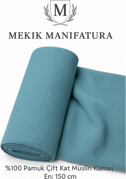 %100 Pamuk Çift Kat Müslin Kumaş – En 150 cm – Dekoratif ve Giysi Kumaşı