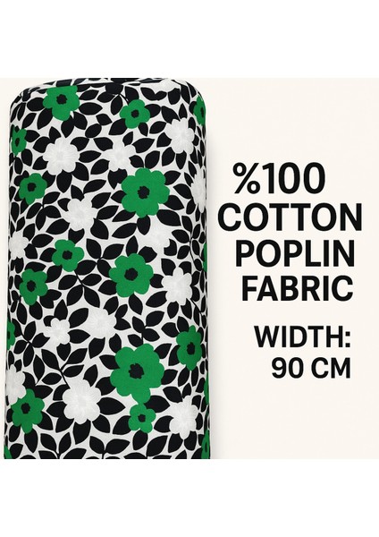 %100 Pamuk Poplin Kumaş 90 cm Eninde Dikiş ve Hobi Kumaşı