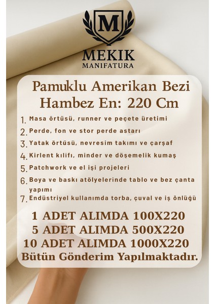 Amerikan Bezi Kumaş - Ham Bez Kumaş - Punch Kumaş - Kırlent-Masa Ortüsü - Runner-Astar-Döşemelik fiyatları