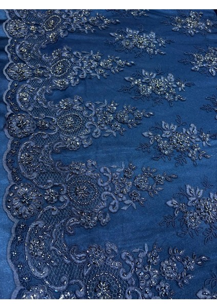 Taşlı Boncuklu Güpür Dantel Kumaş