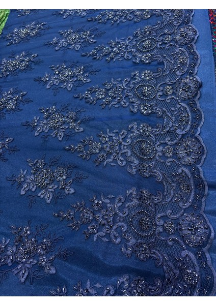 Taşlı Boncuklu Güpür Dantel Kumaş