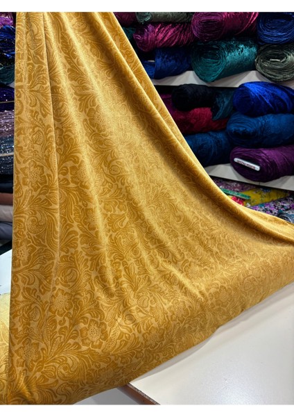 Kendinden Desenli Kadife Kumaş