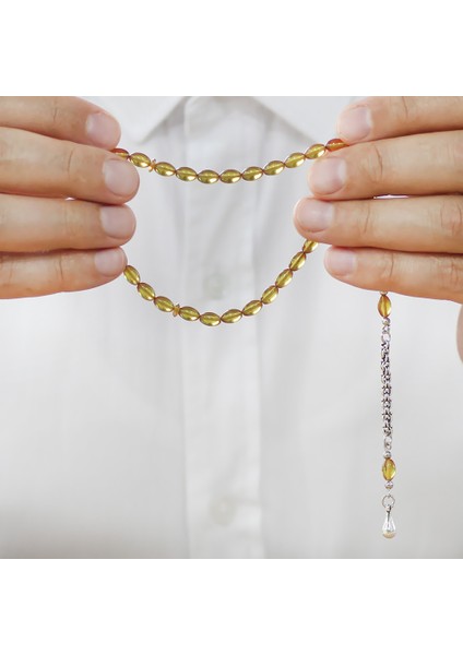 Kararmaz Metal Arnavut Zincir Su Damlası Püsküllü Arpa Kesim Sarı Mini Boy Ateş Kehribar Tesbih modelleri