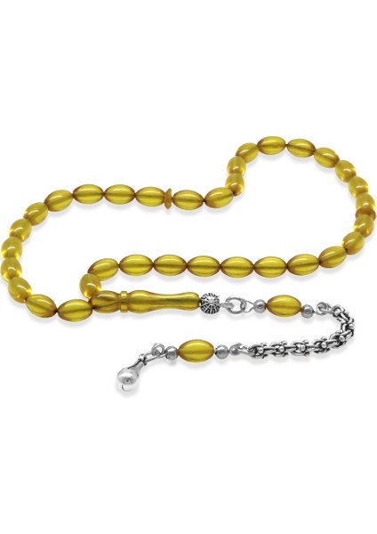 Kararmaz Metal Arnavut Zincir Su Damlası Püsküllü Arpa Kesim Sarı Mini Boy Ateş Kehribar Tesbih fırsatları