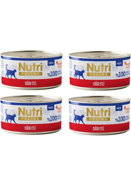 Sığır Etli Pate Tahılsız Yetişkin Kedi Konservesi 70 Gr. x 4 Adet