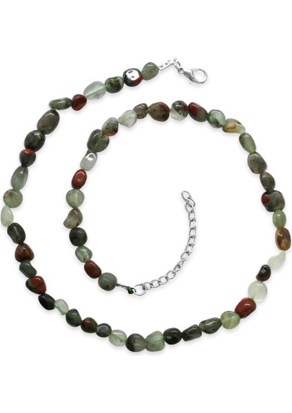 Gümüş Renk Metal Zincirli Amorf Kan Taşı Doğaltaş Erkek Kolye fırsatları