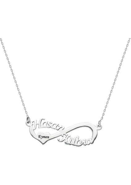 Isme Özel Yazılı 925 Ayar Gümüş Sonsuzluk Kolye