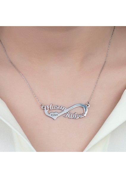 Isme Özel Yazılı 925 Ayar Gümüş Sonsuzluk Kolye modelleri