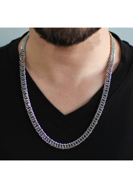 Gümüş Renk Çelik Erkek Gurmet Zincir Kolye modelleri