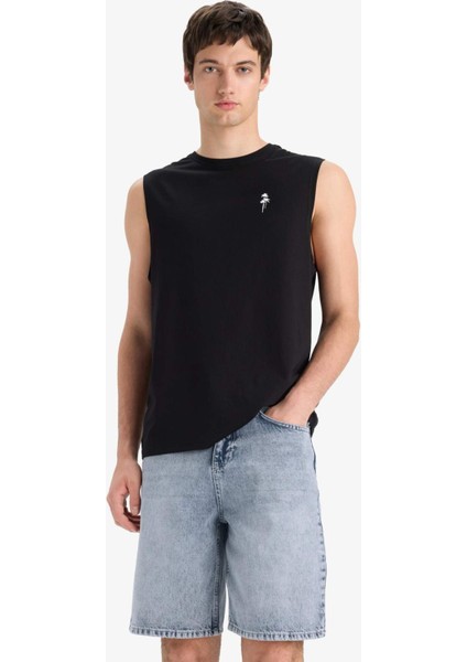 %100 Pamuk Straight Fit Jean Bermuda Şort F5540AX25SM