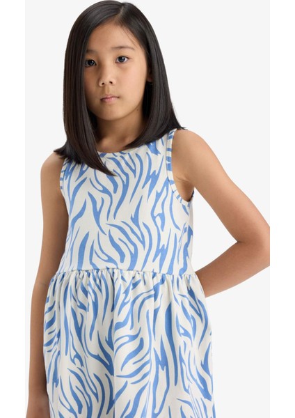 Kız Çocuk Desenli Kolsuz Elbise