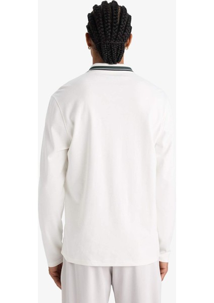 Standart Fit Polo Yaka Baskılı Sporcu Uzun Kollu Tişört F0379AX25AU