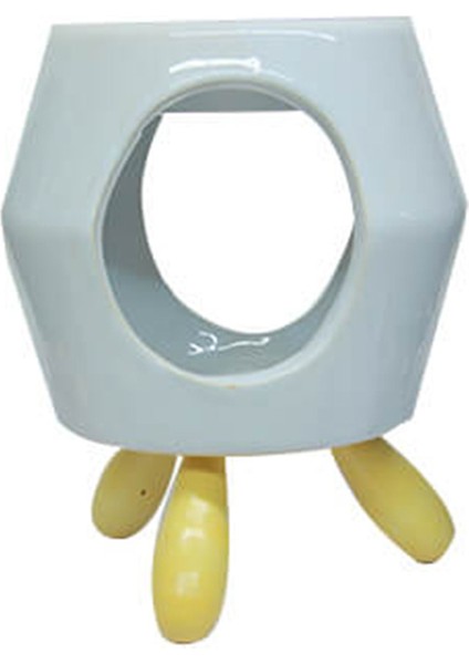 Modern Tasarım Ahşap Ayaklı Beyaz Renkli Seramik Buhurdanlık