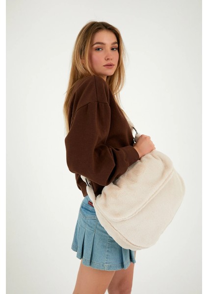 Krem Toscana / Krem Renk Peluş Kapaklı Postacı Çapraz Askılı Omuz Okul Çantası fiyatları