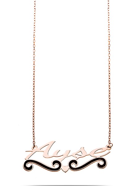 Isme Özel Yazılı Rose Renk 925 Ayar Gümüş Bayan Kolye